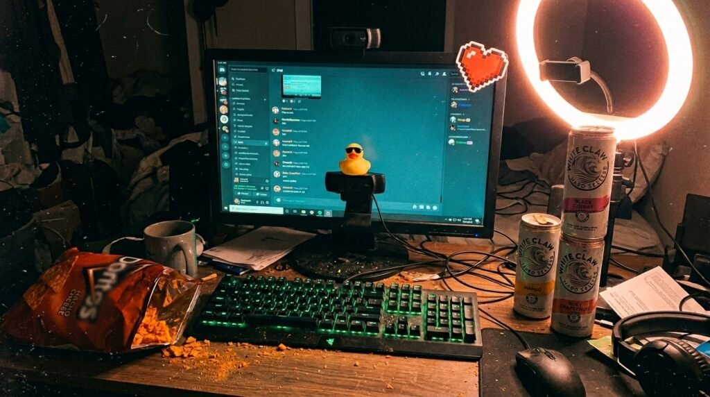 Dorito dust crime scene on the desk mat, filename: actual-stream-desk