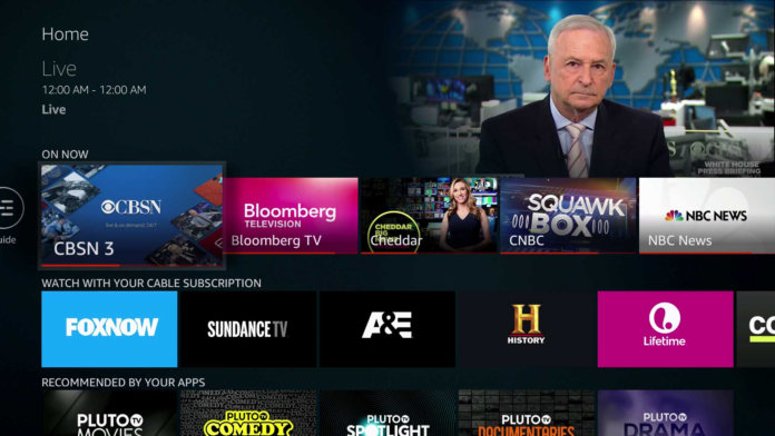 Pluto interface shots and app grids on TV—crisp, watermark-free, gives you the real look of live guides and channel surfing.