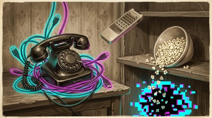 vintage-inspired digital painting with a wryly humorous, cautiously optimistic emotional tone